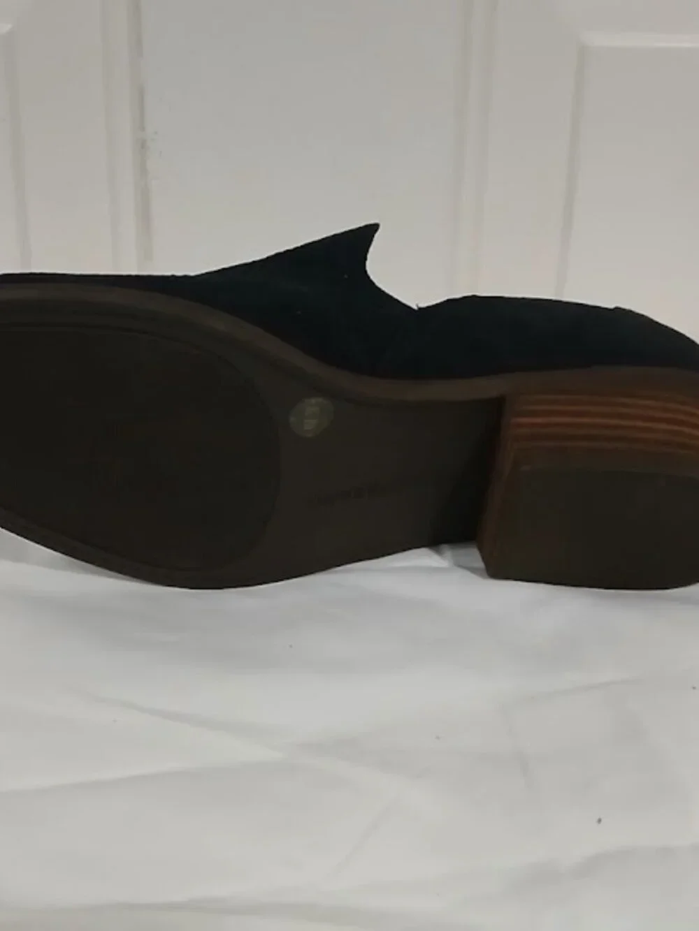 Lucky Brand Black Mainz Nubuck Low Stacked Heel Shoe